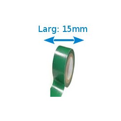 Ruban adhésif PVC vert larg 15 mm long 10 m, lot de 10 rouleaux