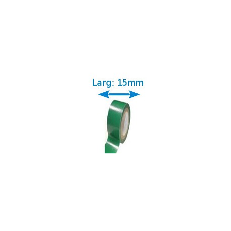 Ruban adhésif PVC vert larg 15 mm long 10 m, lot de 10 rouleaux