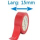 Ruban adhésif PVC rouge larg 15 mm long 10 m, lot de 10 rouleaux