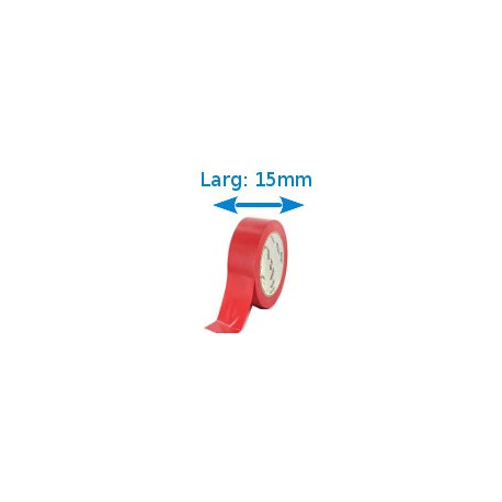 Ruban adhésif PVC rouge larg 15 mm long 10 m, lot de 10 rouleaux