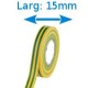 Ruban adhésif PVC vert-jaune larg 15 mm long 10 m, lot de 10 rouleaux