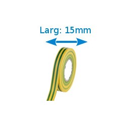 Ruban adhésif PVC vert-jaune larg 15 mm long 10 m, lot de 10 rouleaux