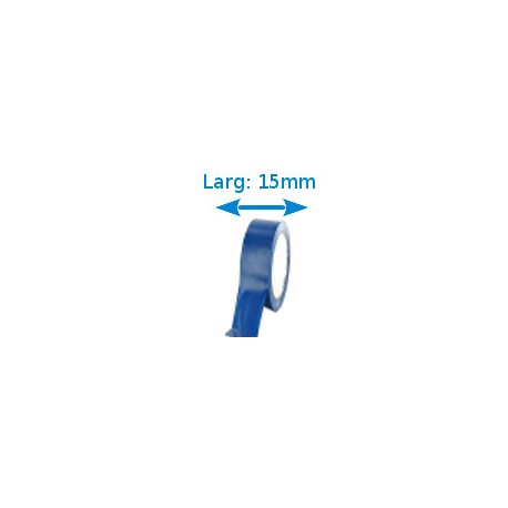 Ruban adhésif PVC bleu larg 15 mm long 10 m, lot de 10 rouleaux