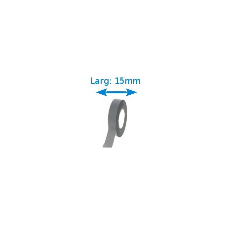 Ruban adhésif PVC gris larg 15 mm long 10 m, lot de 10 rouleaux